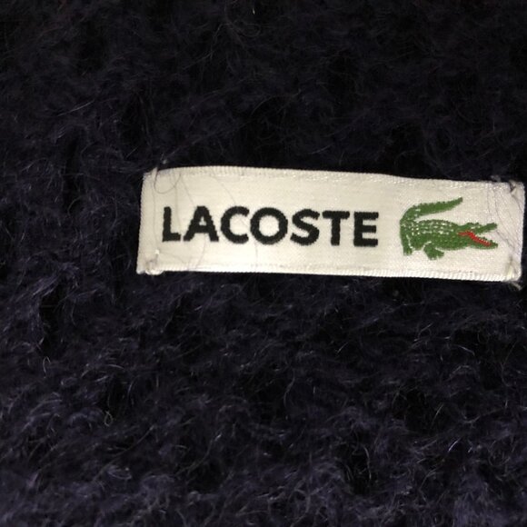 Lacoste Casual Open Weave Knit Wrap/Scarf in Deep Eggplant Purple Sz OS - Picture 6 of 10